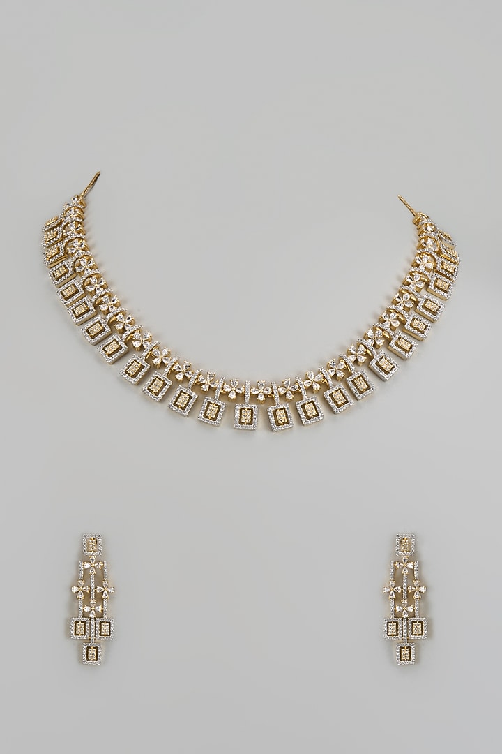 Gold Finish Zircon Necklace Set by Aster at Pernia's Pop Up Shop