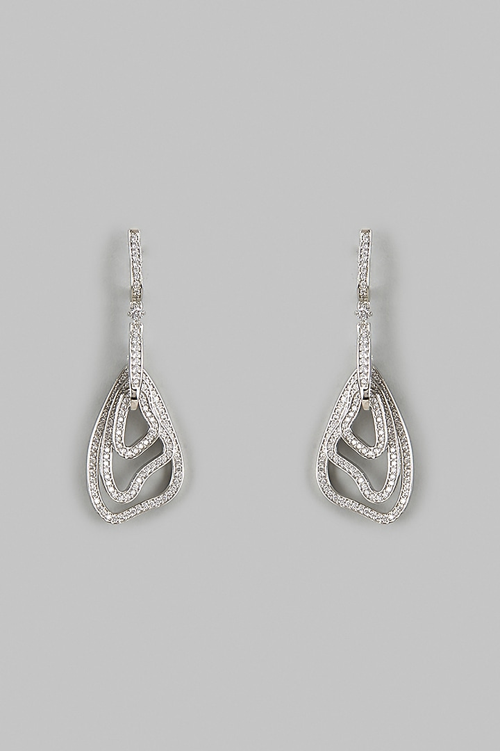 White Finish Zircon Dangler Earrings by Aster at Pernia's Pop Up Shop