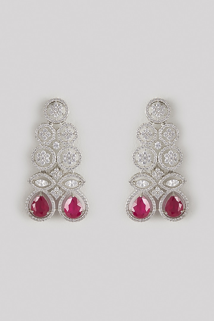 White Finish Zircon Dangler Earrings by Aster at Pernia's Pop Up Shop