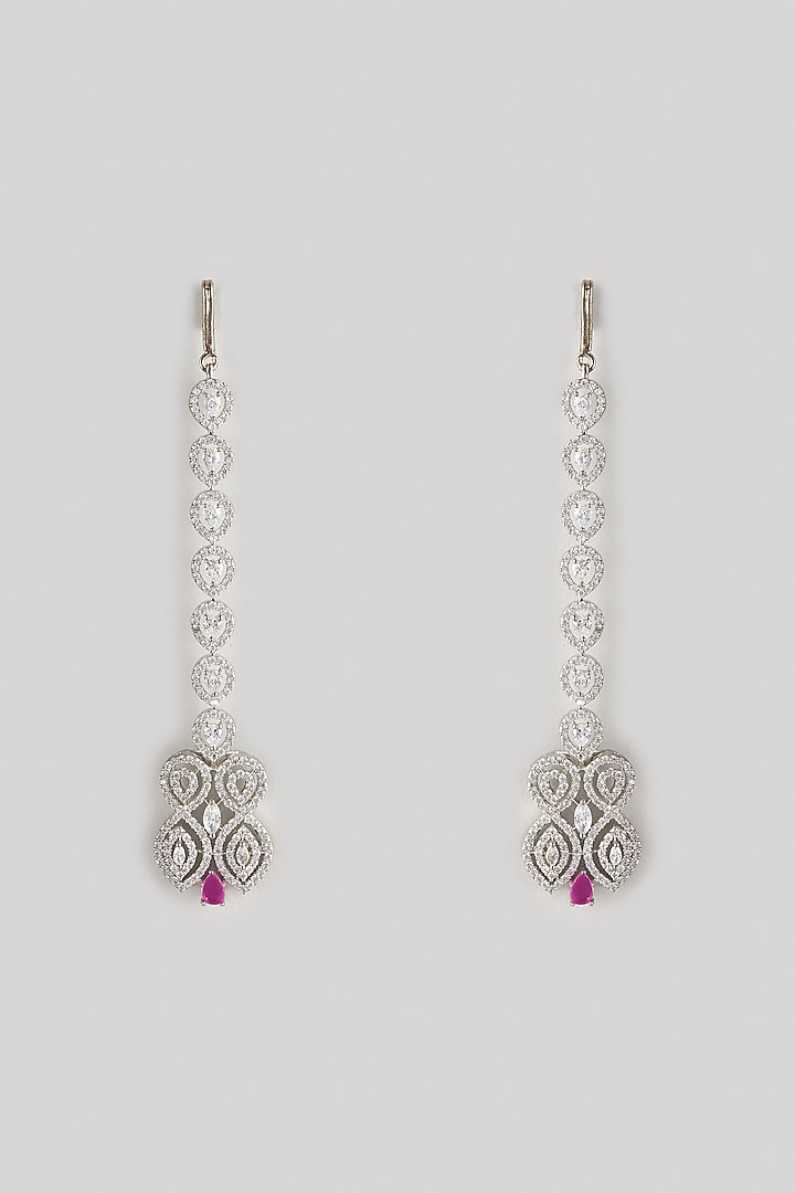 White Finish Zircon Dangler Earrings by Aster at Pernia's Pop Up Shop