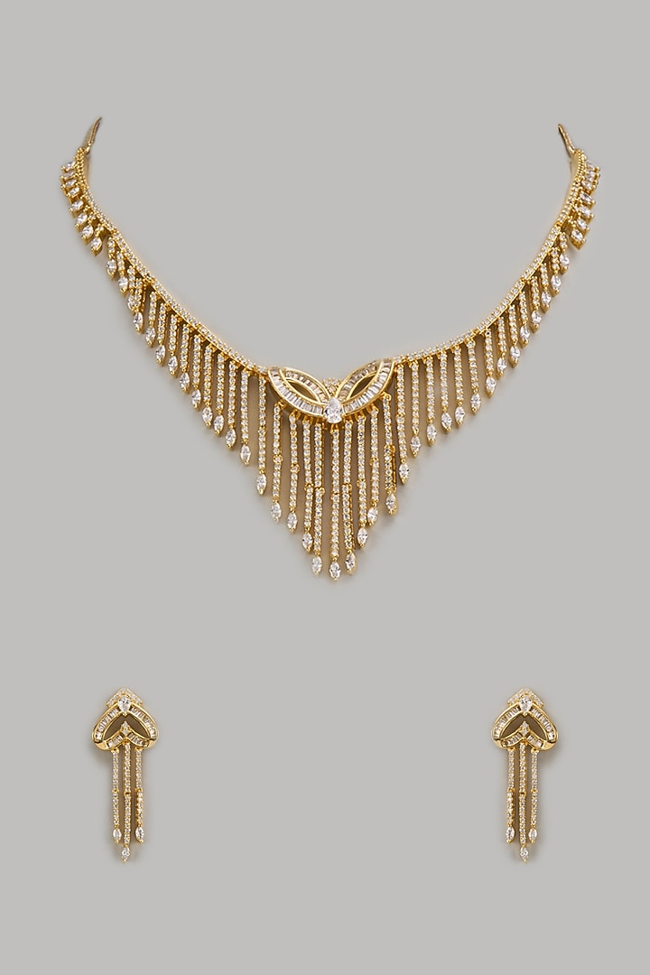 Rose Gold Finish Zircon Dangler Earrings by Aster at Pernia's Pop Up Shop