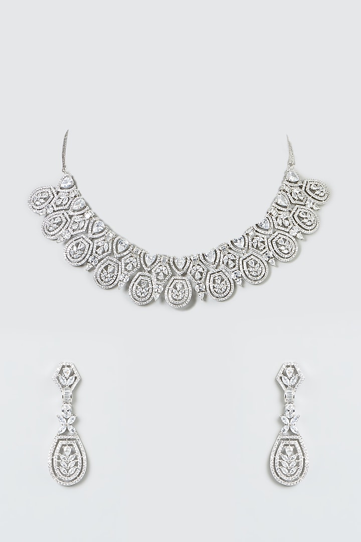 White Finish Zircon Dangler Earrings by Aster at Pernia's Pop Up Shop