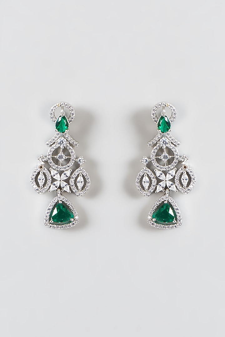 White Finish Zircon & Green Stone Necklace by Aster at Pernia's Pop Up Shop