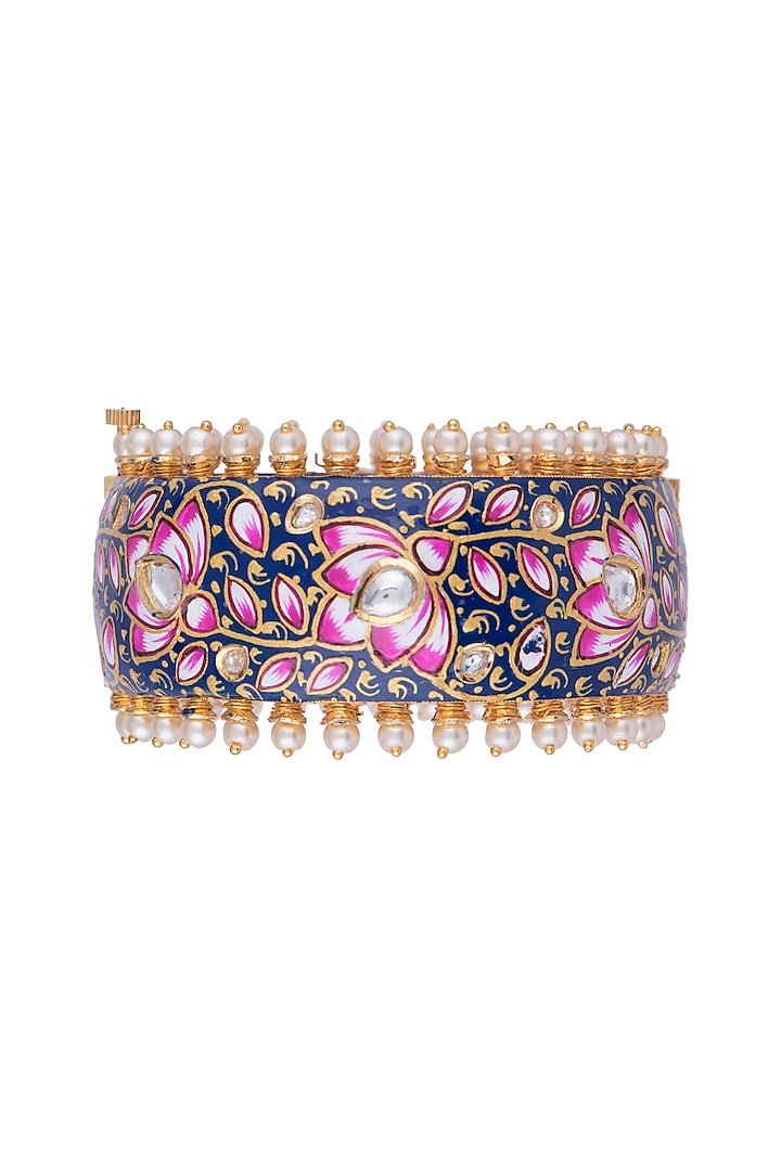 Gold Finish Meenakari Openable Bangle by Aster at Pernia's Pop Up Shop