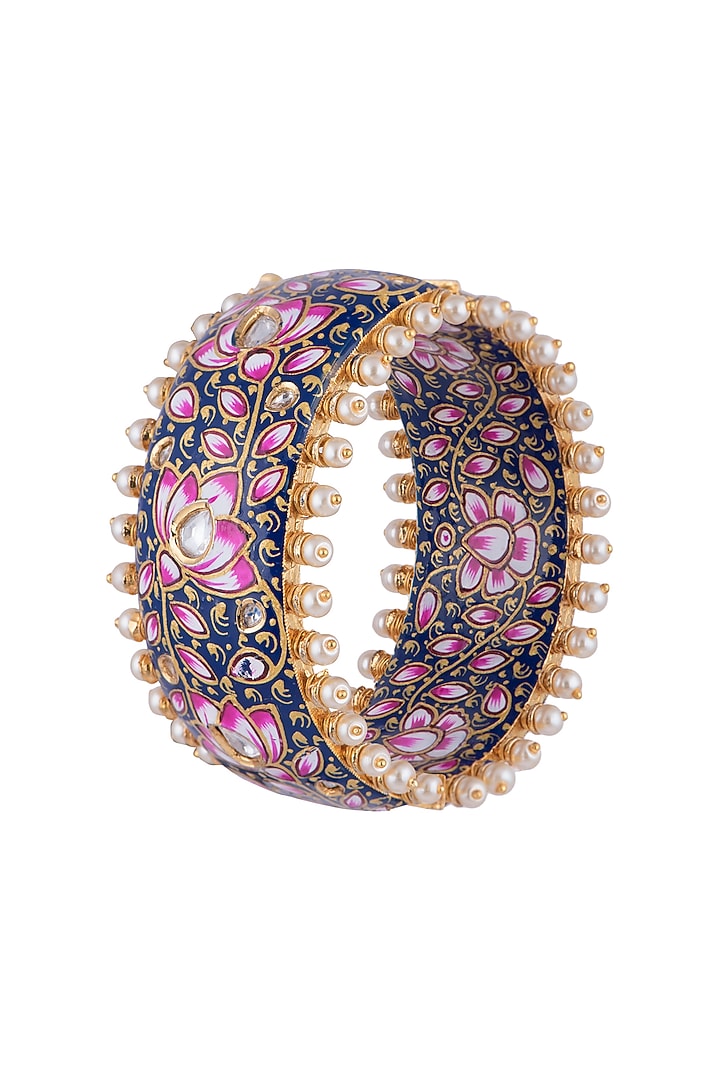 Gold Finish Meenakari Openable Bangle by Aster at Pernia's Pop Up Shop