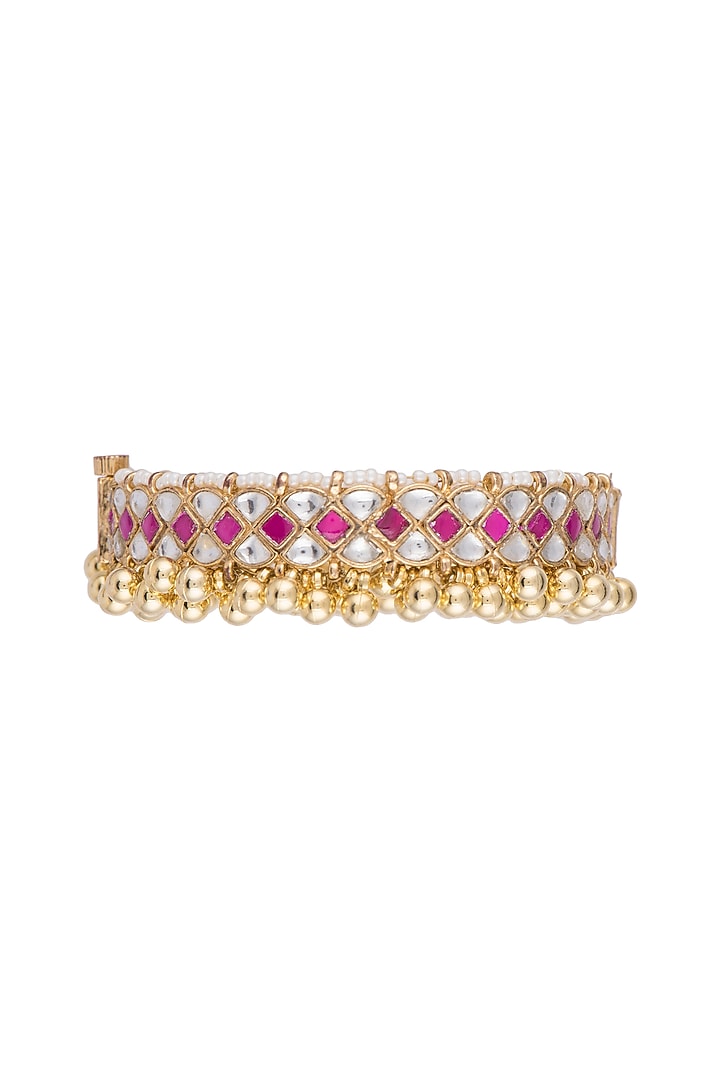 Gold Finish Red Stone & Kundan Bangles by Aster at Pernia's Pop Up Shop