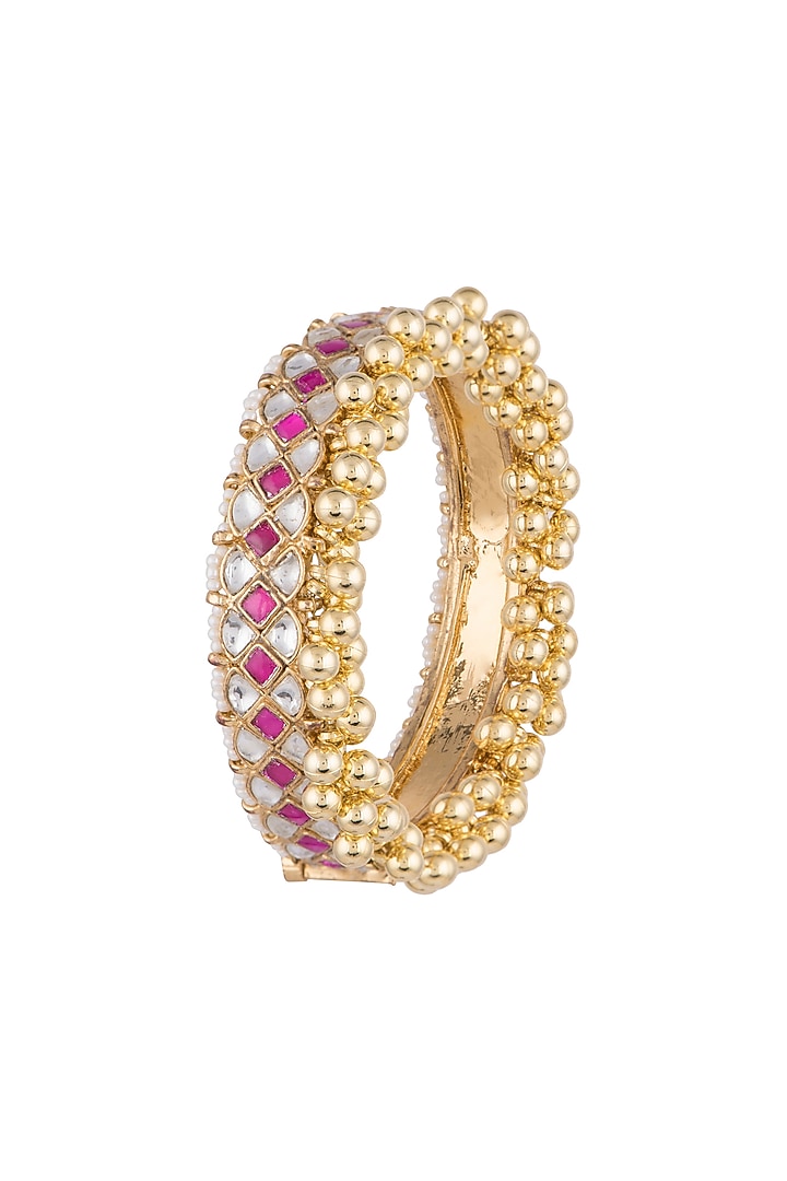 Gold Finish Red Stone & Kundan Bangles by Aster at Pernia's Pop Up Shop