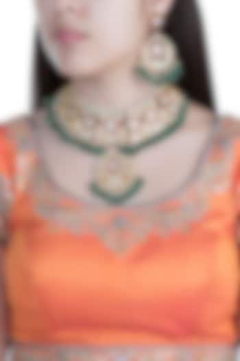 Gold Finish Faux Pearl, Kundan & Stone Necklace Set by Aster at Pernia's Pop Up Shop