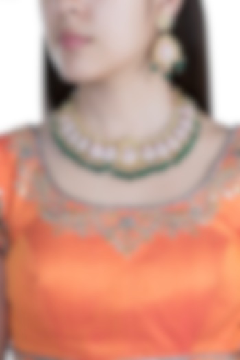 Gold Finish Pink Meenakari Kundan Necklace Set by Aster at Pernia's Pop Up Shop