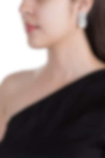 White Finish Faux Diamonds & Pearls Earrings by Aster at Pernia's Pop Up Shop