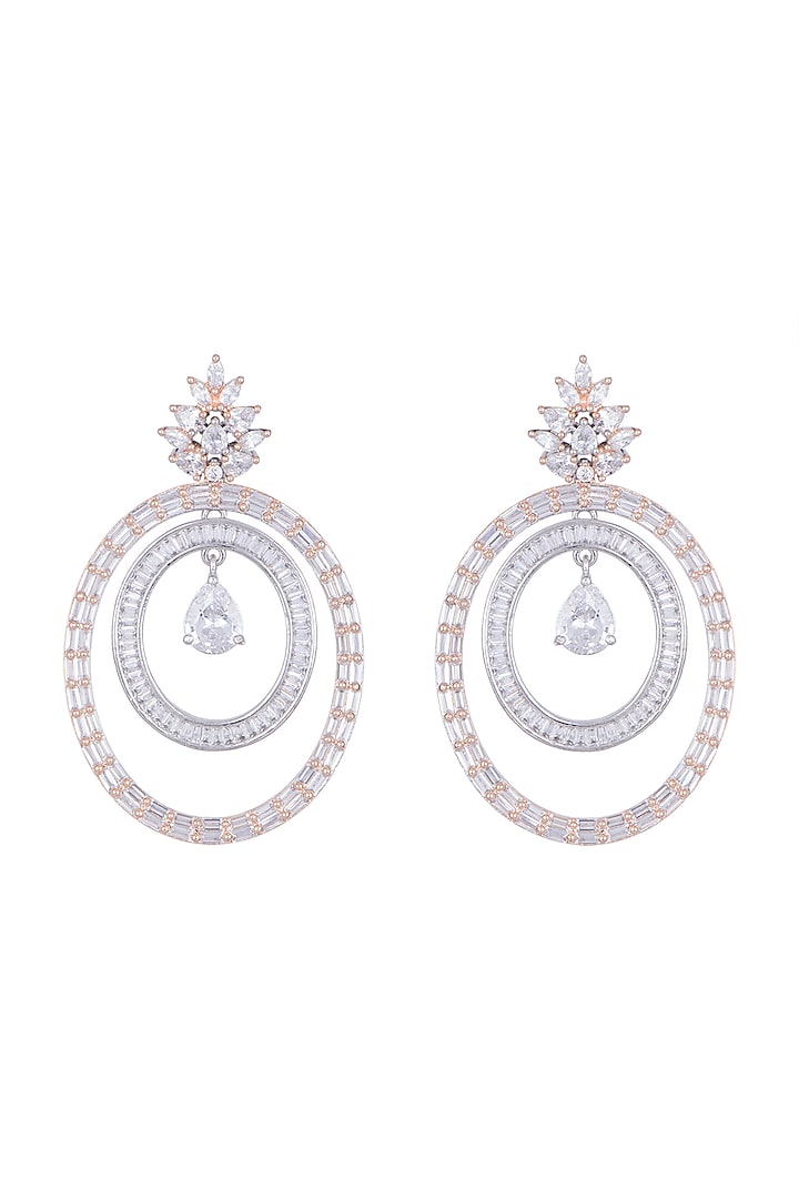 Rose Gold Finish Faux Diamonds Earrings by Aster at Pernia's Pop Up Shop