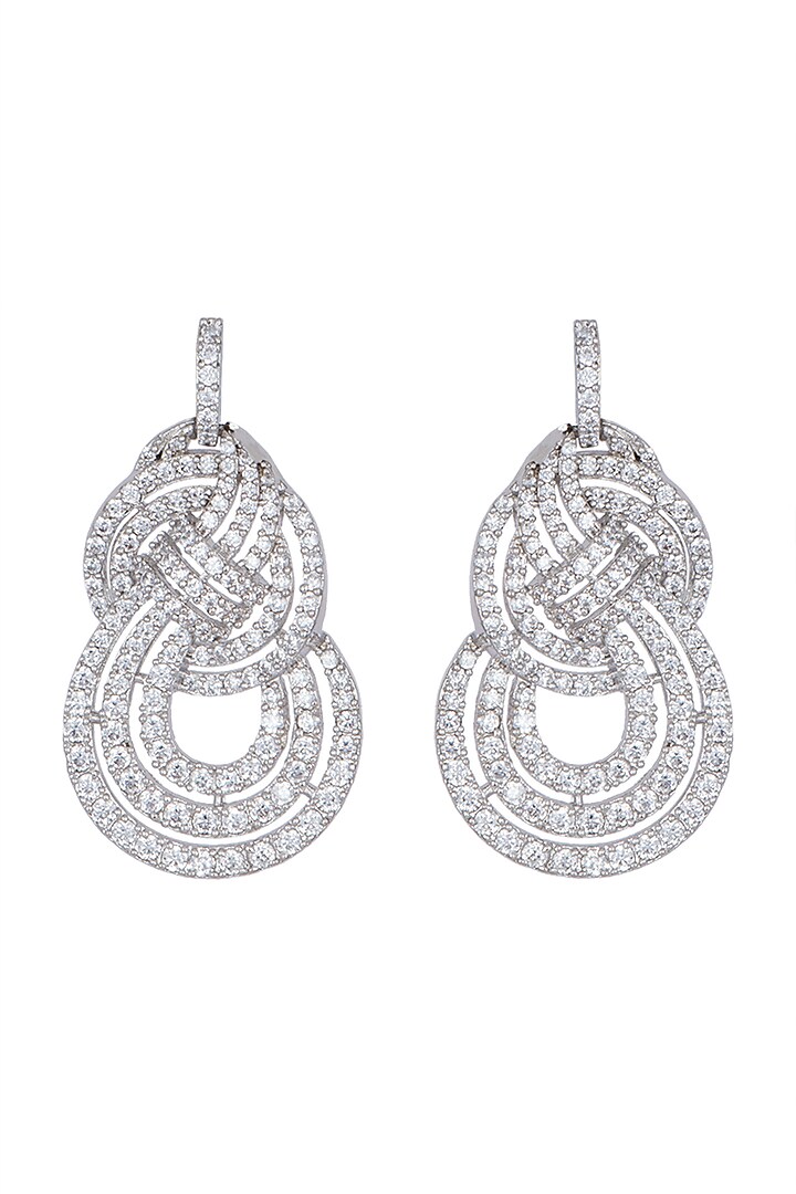 White Finish Faux Diamond Earrings by Aster at Pernia's Pop Up Shop