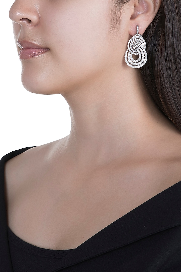 White Finish Faux Diamond Earrings by Aster at Pernia's Pop Up Shop