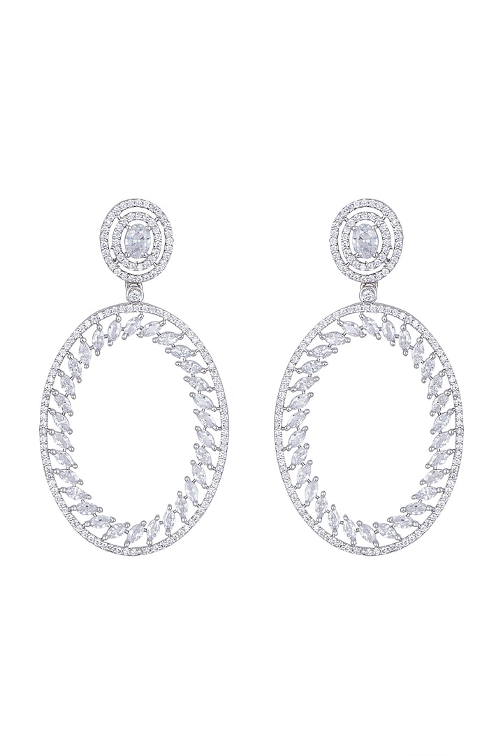 White Finish Faux Diamond Long Earrings by Aster at Pernia's Pop Up Shop