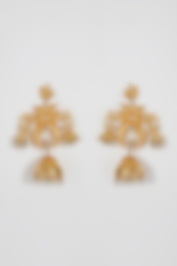 Gold Finish Pearl Dangler Earrings by Aster at Pernia's Pop Up Shop