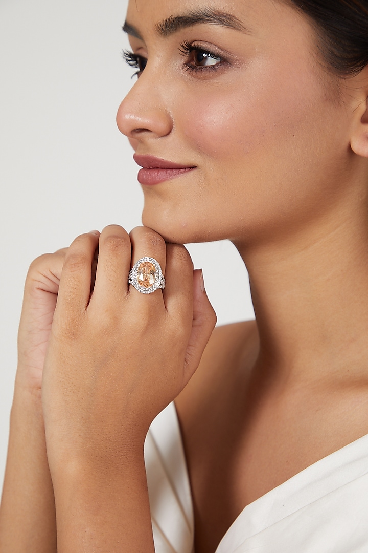 White Finish Zircon Ring by Aster