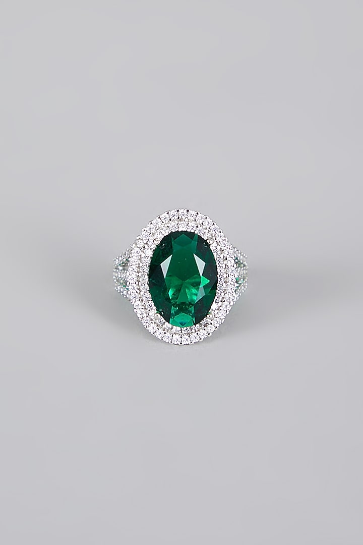 White Finish Emerald Ring by Aster at Pernia's Pop Up Shop