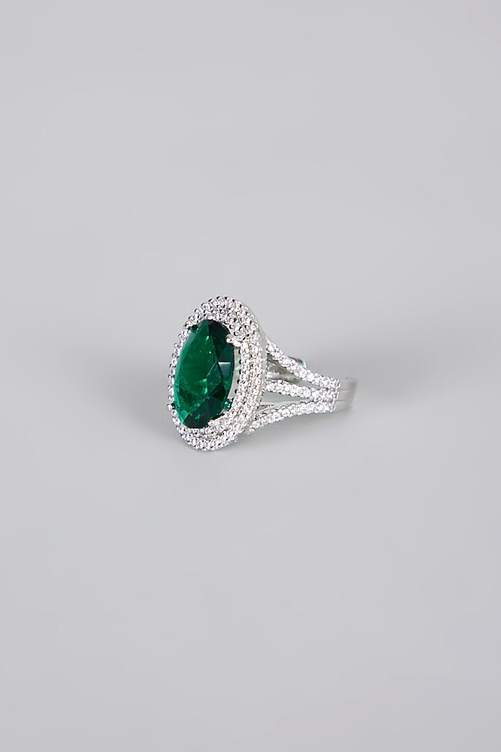 White Finish Emerald Ring by Aster at Pernia's Pop Up Shop