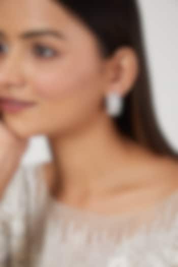 White Finish Zircon Hoop Earrings by Aster at Pernia's Pop Up Shop