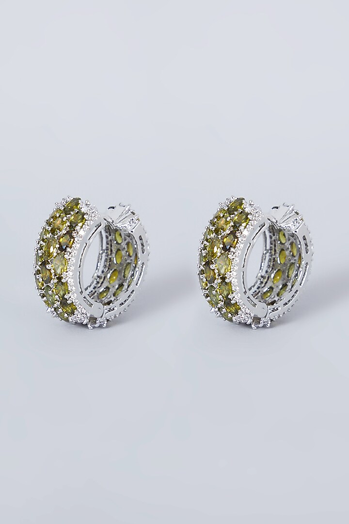 White Finish Diamond Mini Hoop Earrings by Aster at Pernia's Pop Up Shop