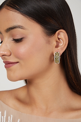 White Finish Diamond Mini Hoop Earrings by Aster