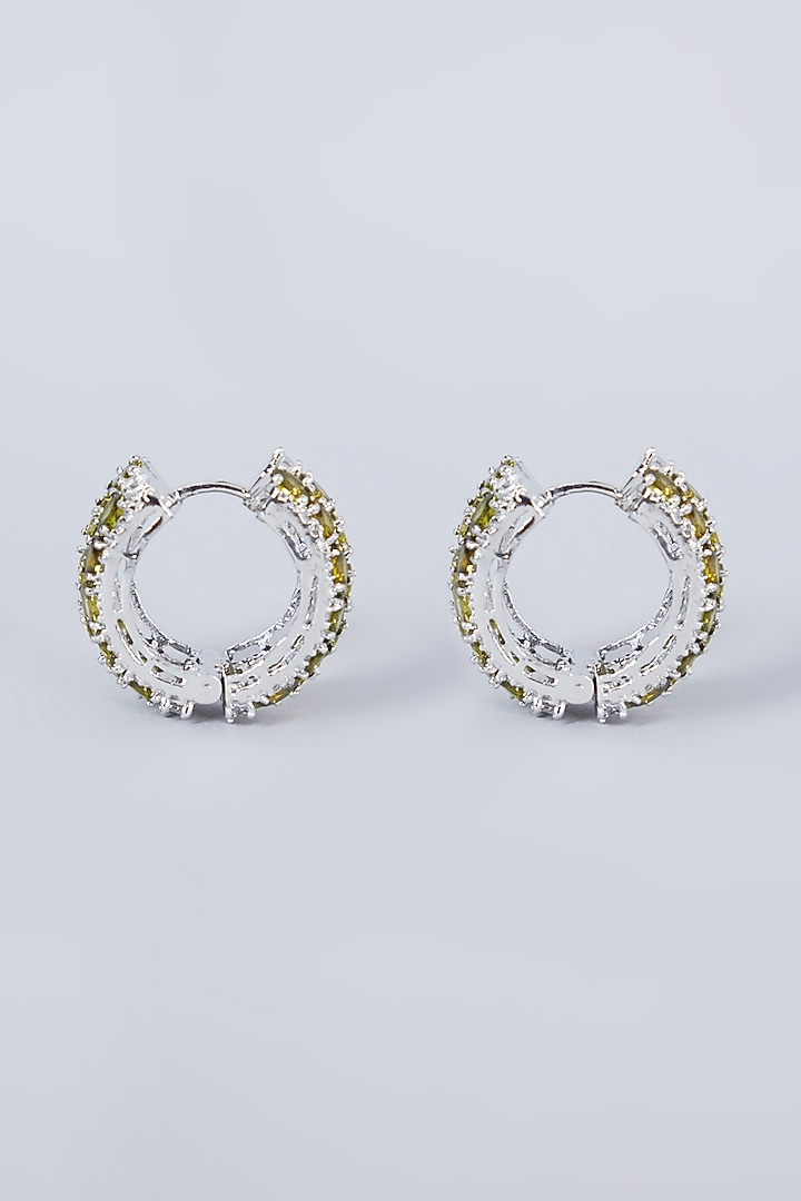 White Finish Diamond Mini Hoop Earrings by Aster at Pernia's Pop Up Shop