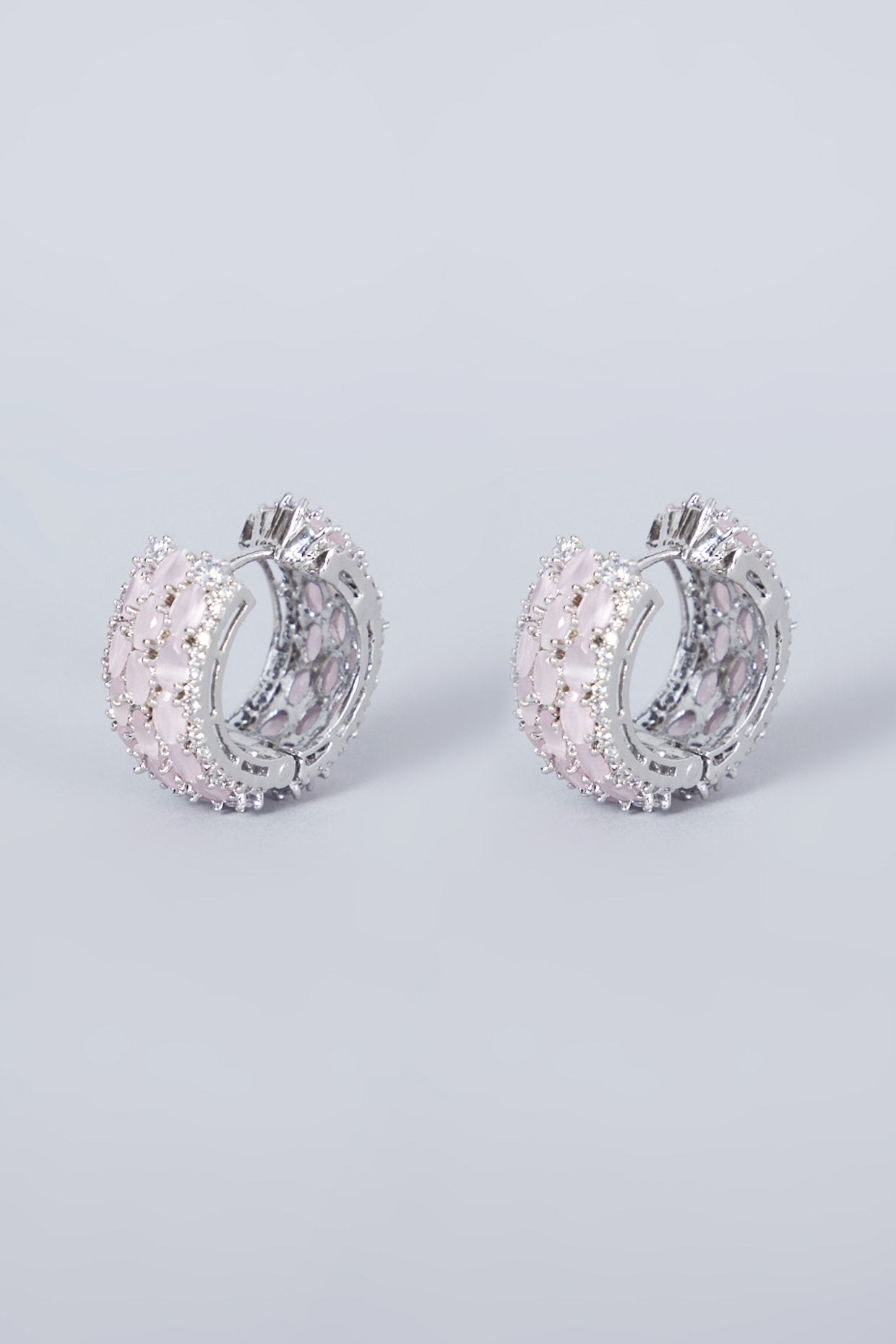 pink diamond hoop earrings