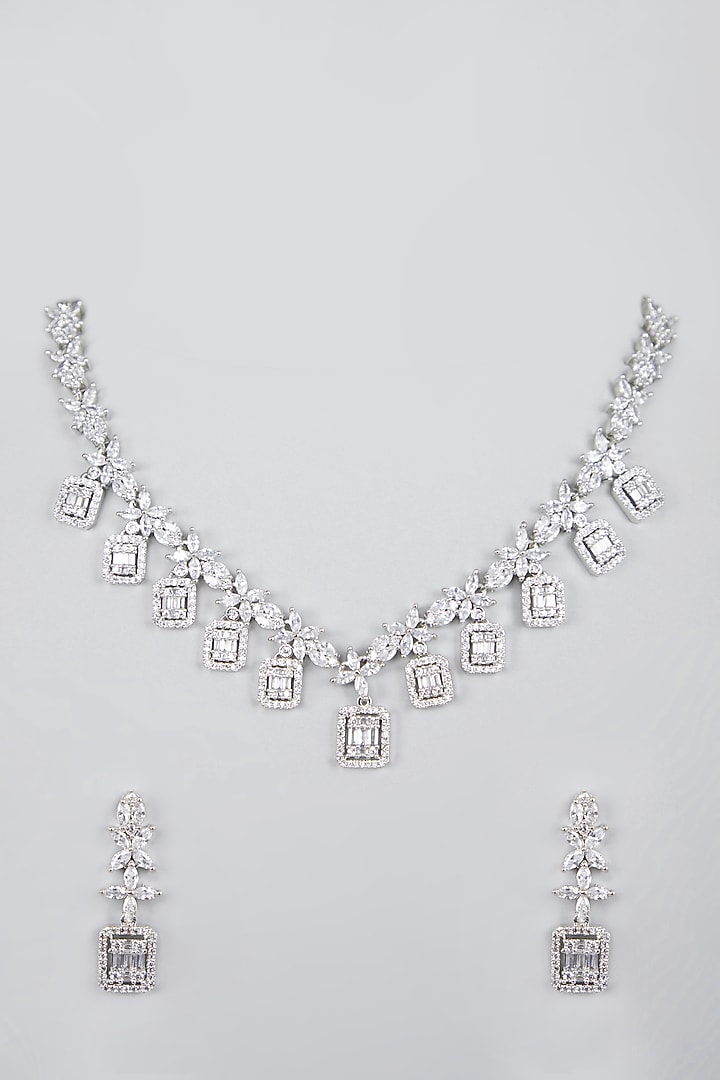 White Finish Zircon Necklace Set by Aster at Pernia's Pop Up Shop