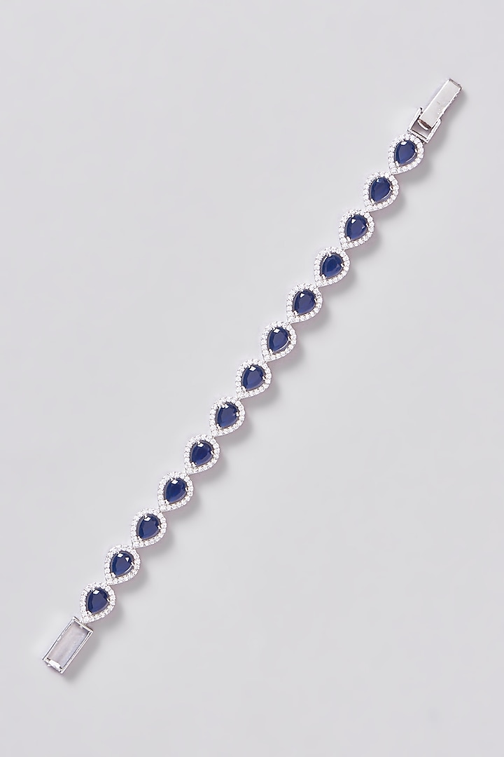 White Finish Zircon & Blue Stone Bracelet by Aster at Pernia's Pop Up Shop