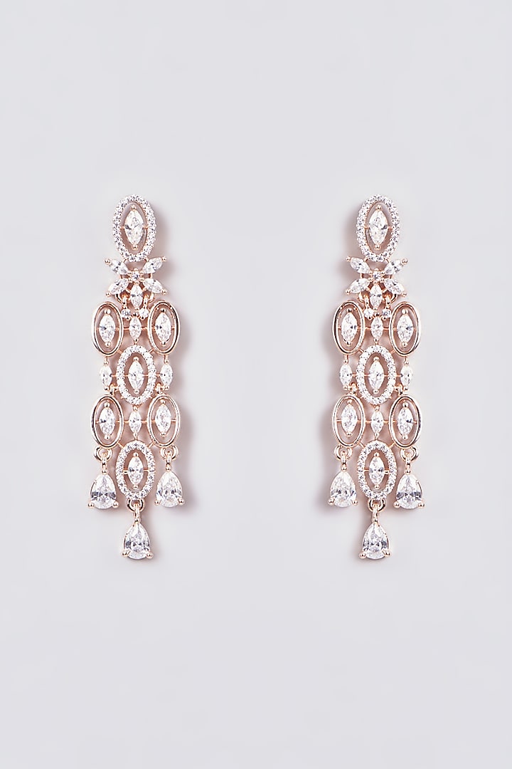 Rose Gold Finish Zircon Dangler Earrings by Aster at Pernia's Pop Up Shop