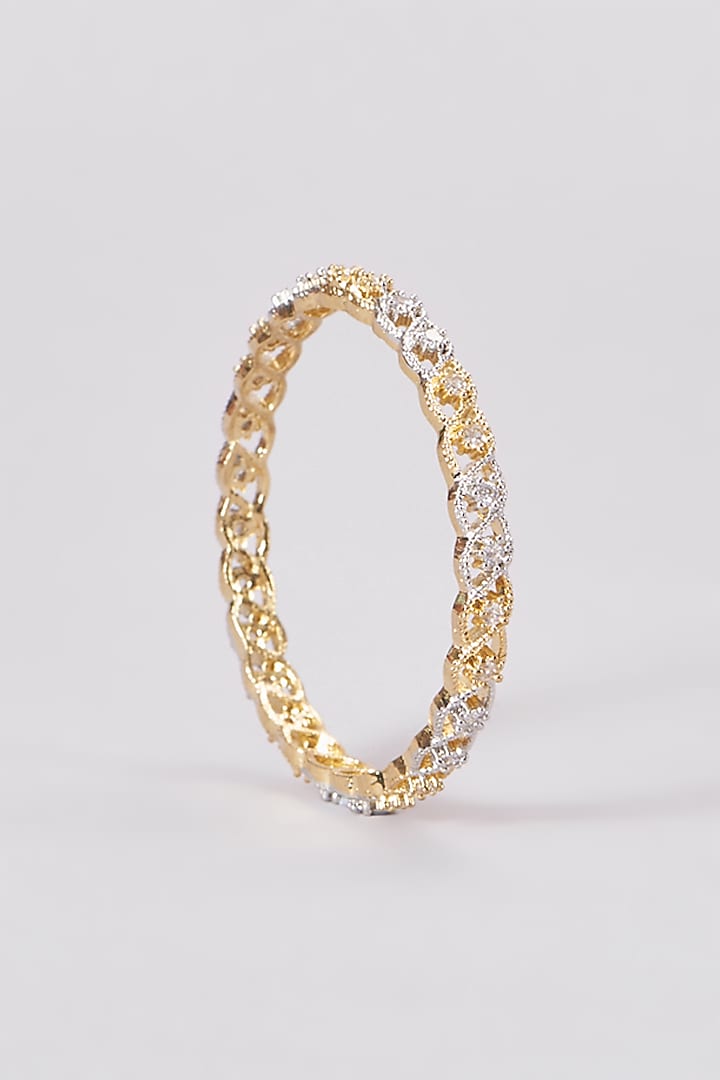 Gold Finish Zircon Bangles (Set of 4) by Aster at Pernia's Pop Up Shop