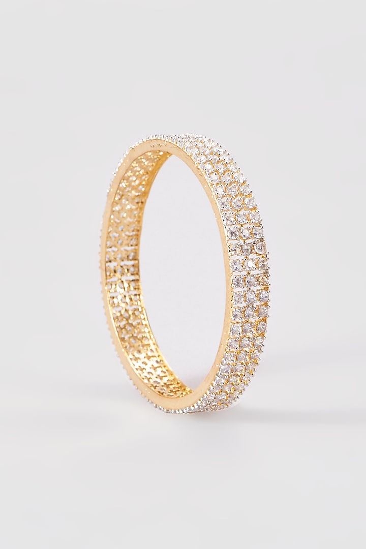 Gold Finish Zircon Bangles (Set of 2) by Aster at Pernia's Pop Up Shop