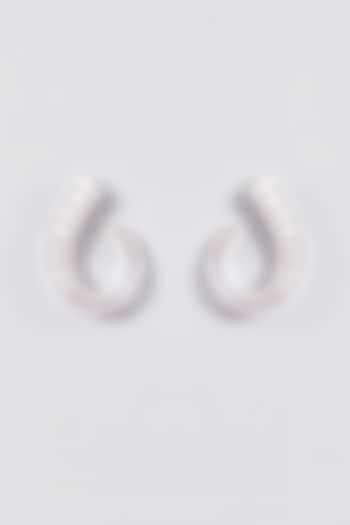 White Finish Zircon & Pearl Stud Earrings by Aster at Pernia's Pop Up Shop