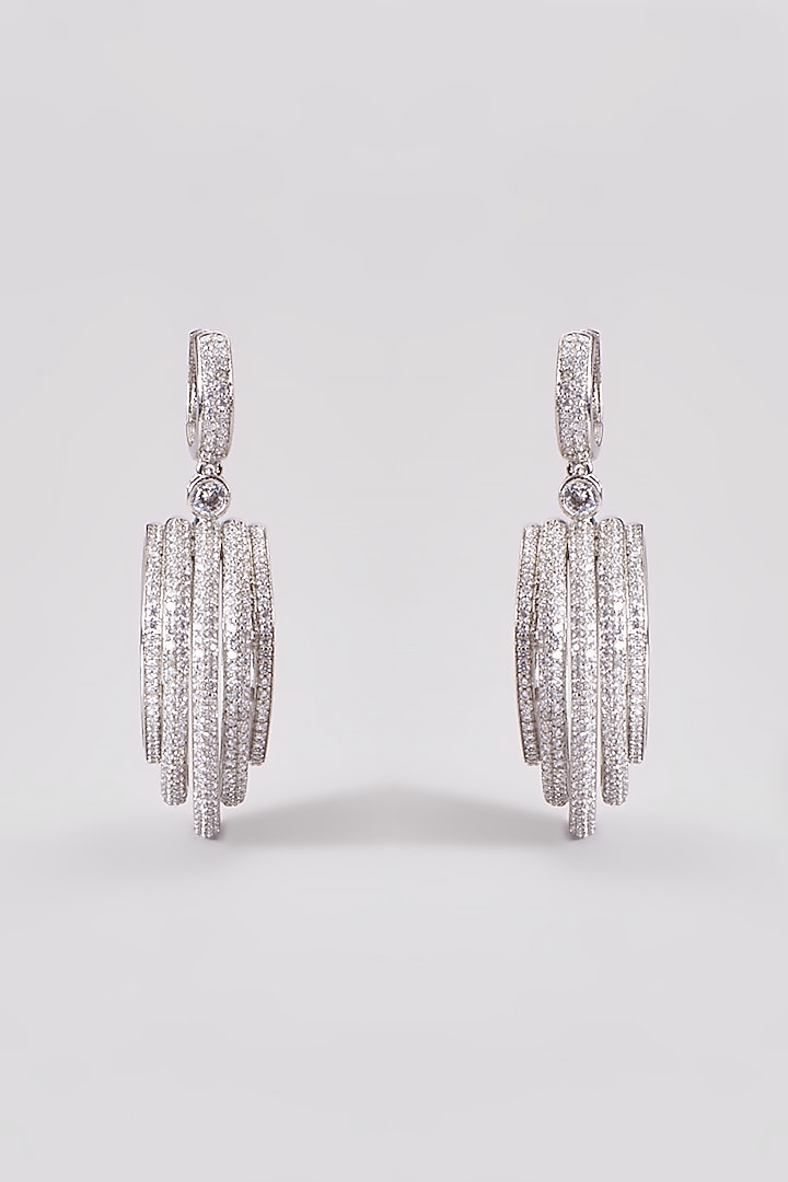 White Finish Zircon Dangler Earrings by Aster at Pernia's Pop Up Shop