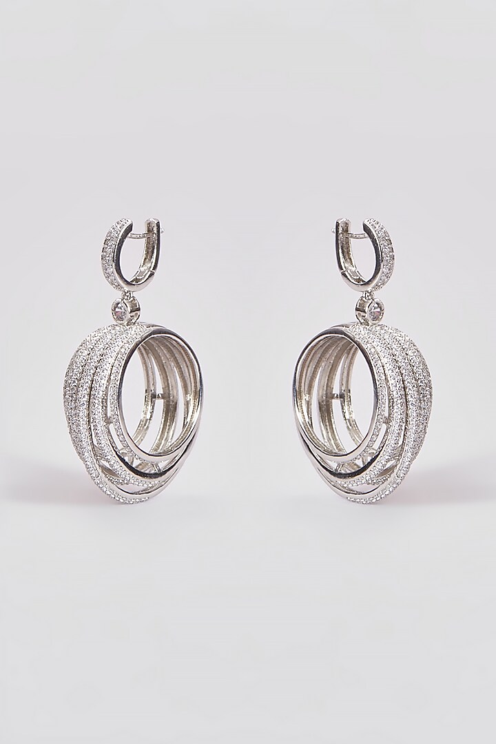 White Finish Zircon Dangler Earrings by Aster at Pernia's Pop Up Shop