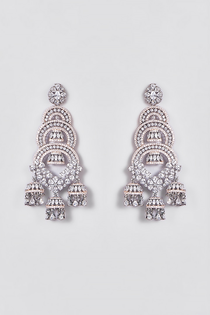 White Finish Zircon Dangler Earrings by Aster at Pernia's Pop Up Shop