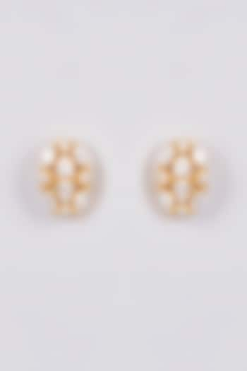 Gold Finish Zircon Stud Earrings by Aster at Pernia's Pop Up Shop