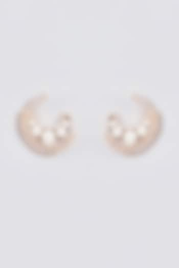 Gold Finish Zircon & Pearl Stud Earrings by Aster at Pernia's Pop Up Shop