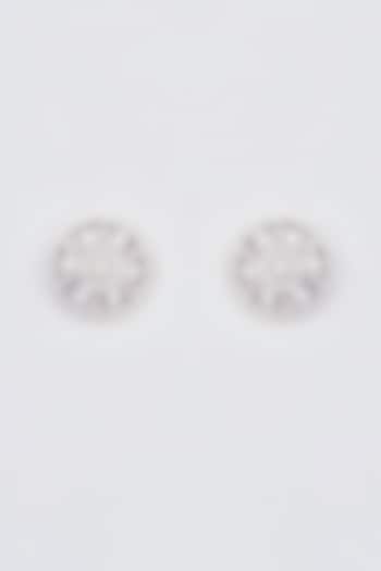 White Finish Zircon Stud Earrings by Aster at Pernia's Pop Up Shop