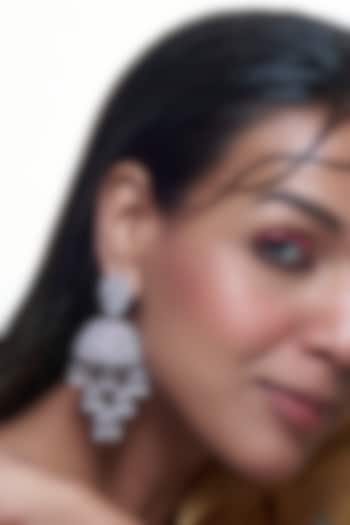 White Finish Zircon Jhumka Earrings by Aster at Pernia's Pop Up Shop