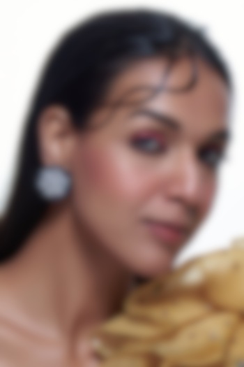 White Finish Zircon & Blue Stone Stud Earrings by Aster at Pernia's Pop Up Shop