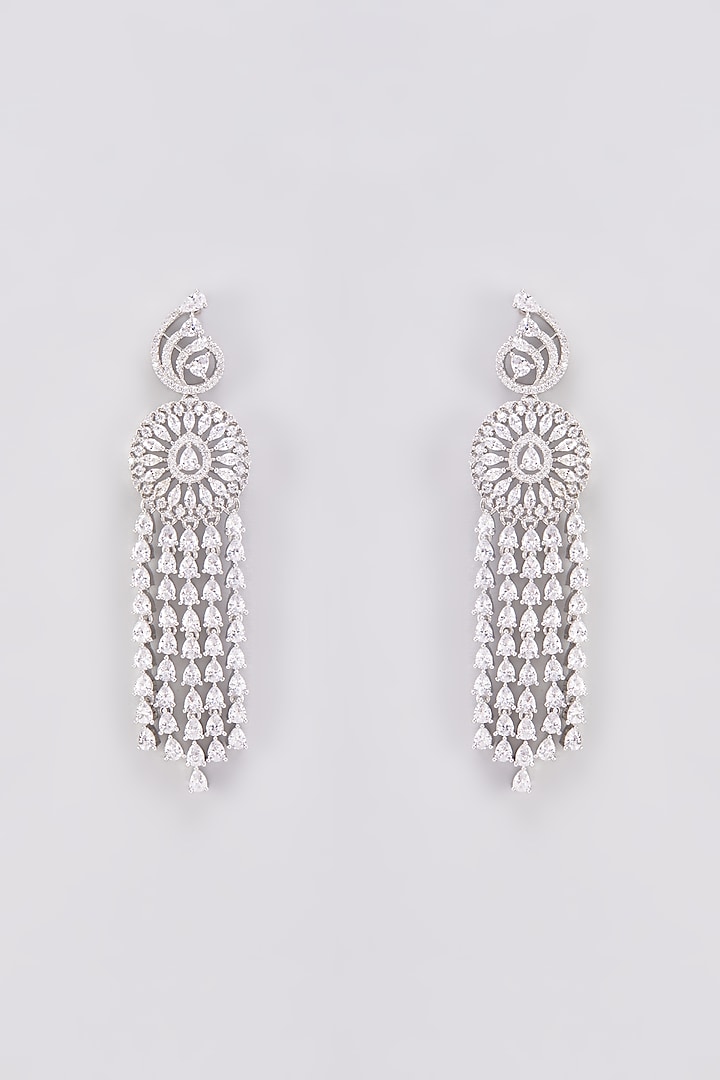 White Finish Zircon Dangler Earrings by Aster at Pernia's Pop Up Shop