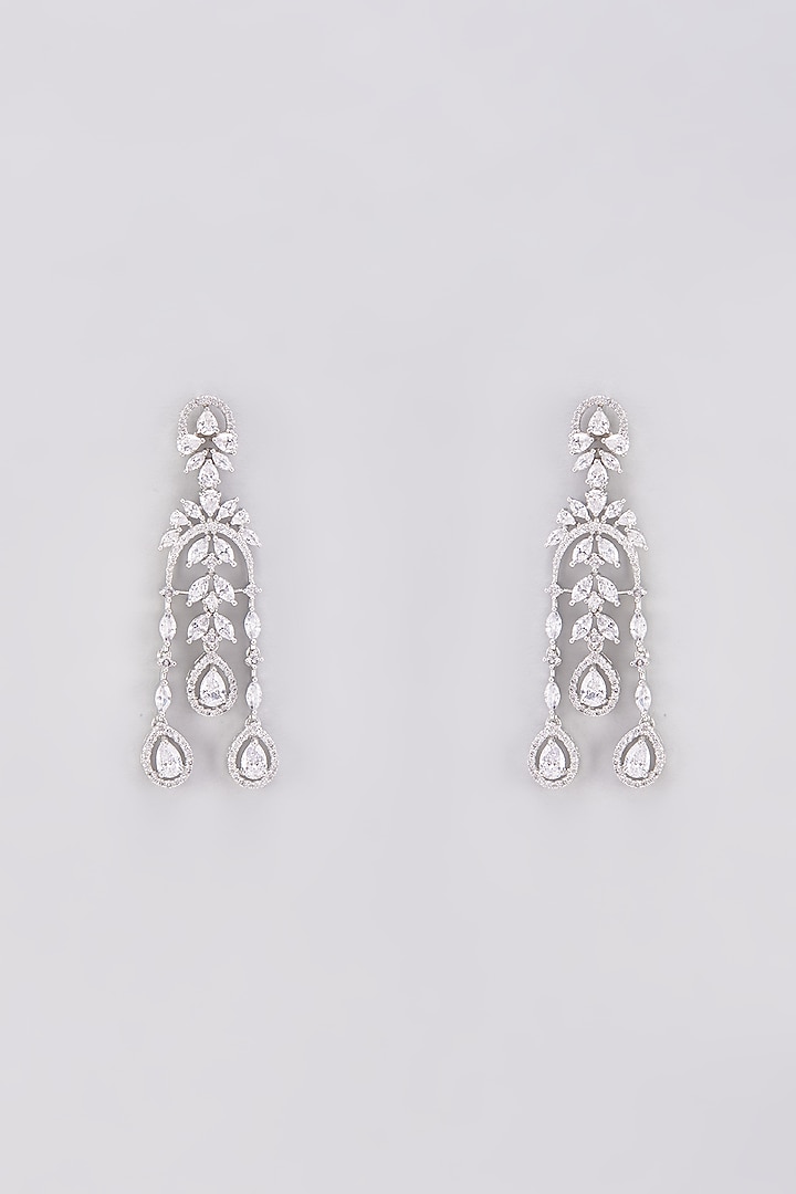 White Finish Zircon Dangler Earrings by Aster at Pernia's Pop Up Shop