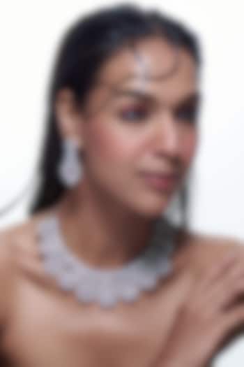 White Finish Red Stone & Zircon Necklace Set by Aster at Pernia's Pop Up Shop