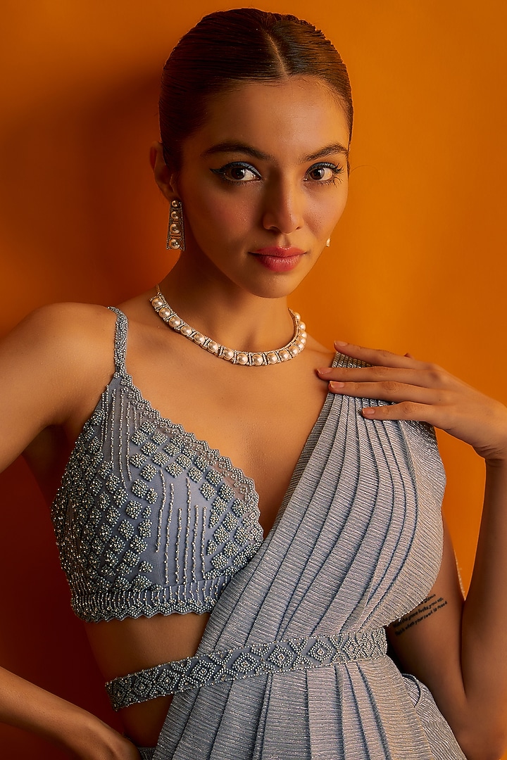 White Finish Zircon & Pearl Necklace Set by Aster at Pernia's Pop Up Shop