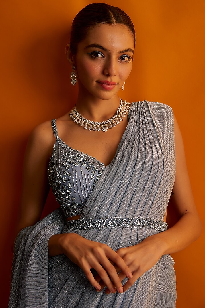 White Finish Zircon & Pearl Necklace Set by Aster at Pernia's Pop Up Shop