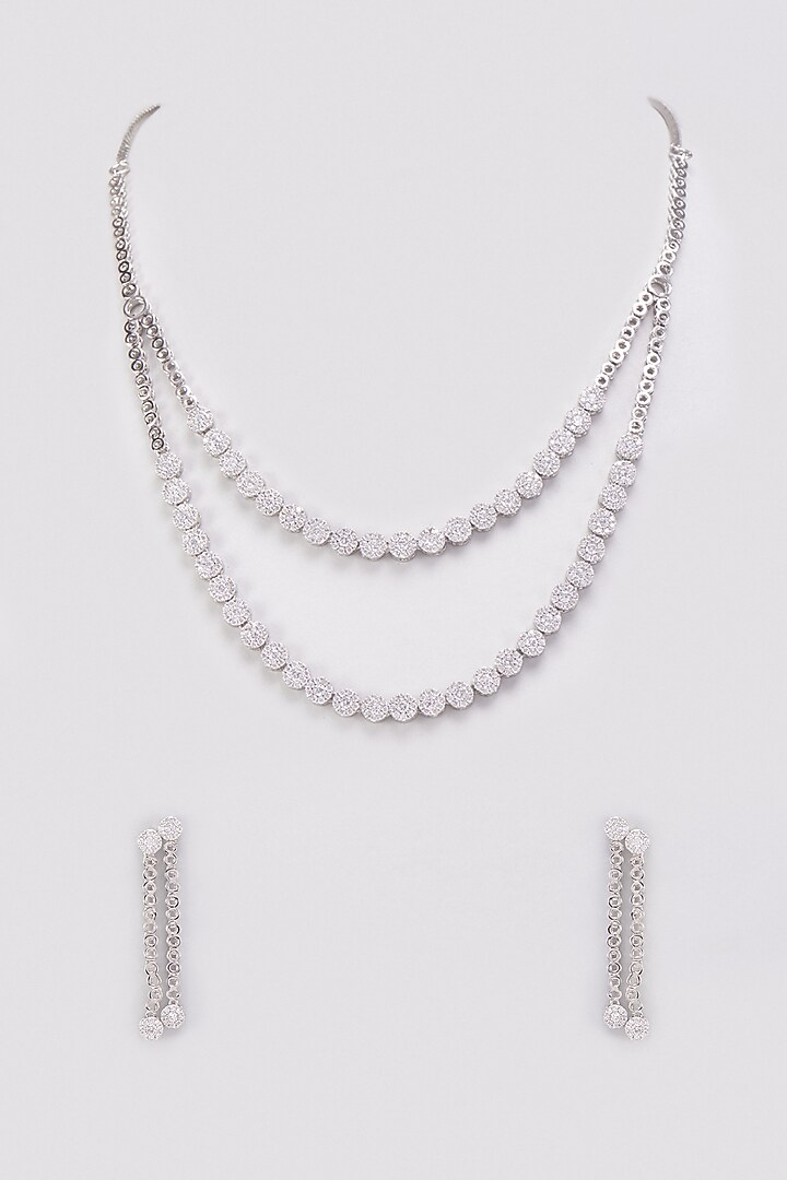 White Finish Zircon Layered Necklace Set by Aster at Pernia's Pop Up Shop