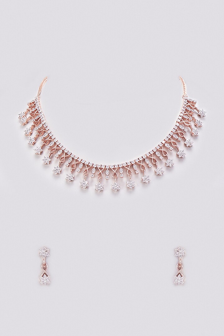 Rose Gold Finish Zircon Necklace Set by Aster at Pernia's Pop Up Shop