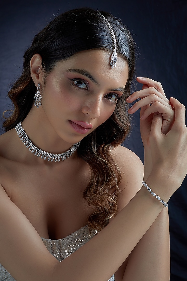 White Finish Zircon Necklace Set by Aster at Pernia's Pop Up Shop