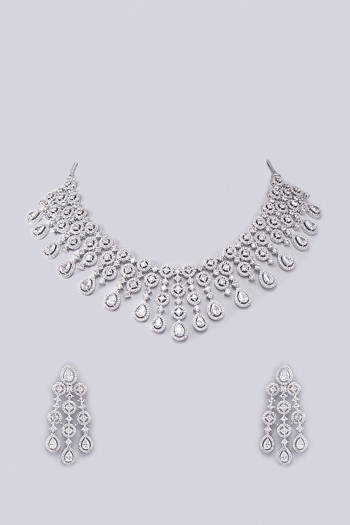 White Finish Zircon Necklace Set by Aster at Pernia's Pop Up Shop